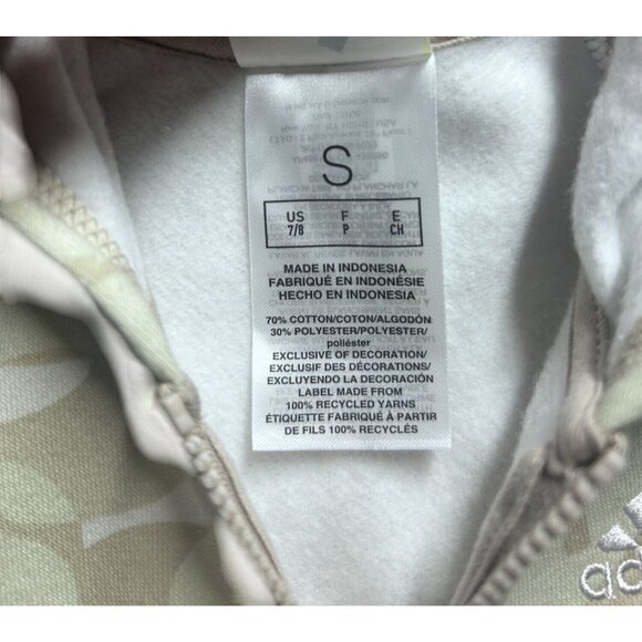 Adidas Camo Hoodie Girls Size Small Beige Loose‎ Fit With White Stripes NEW - Picture 6 of 8